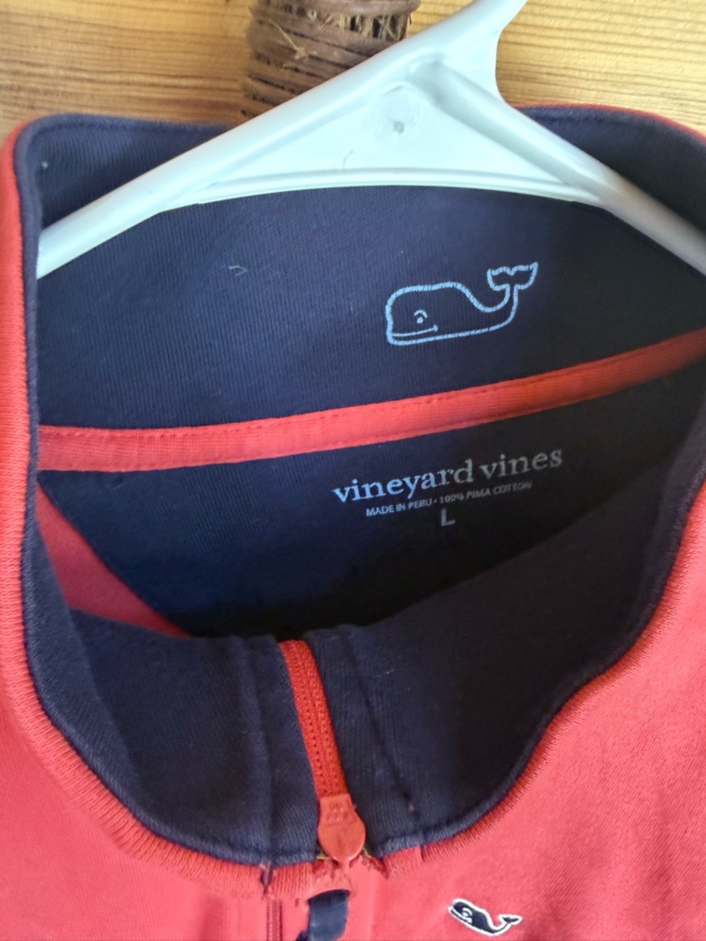 Vineyard Vines Coral Half-Zip Pullover with Whale Logo - Picture 2 of 3